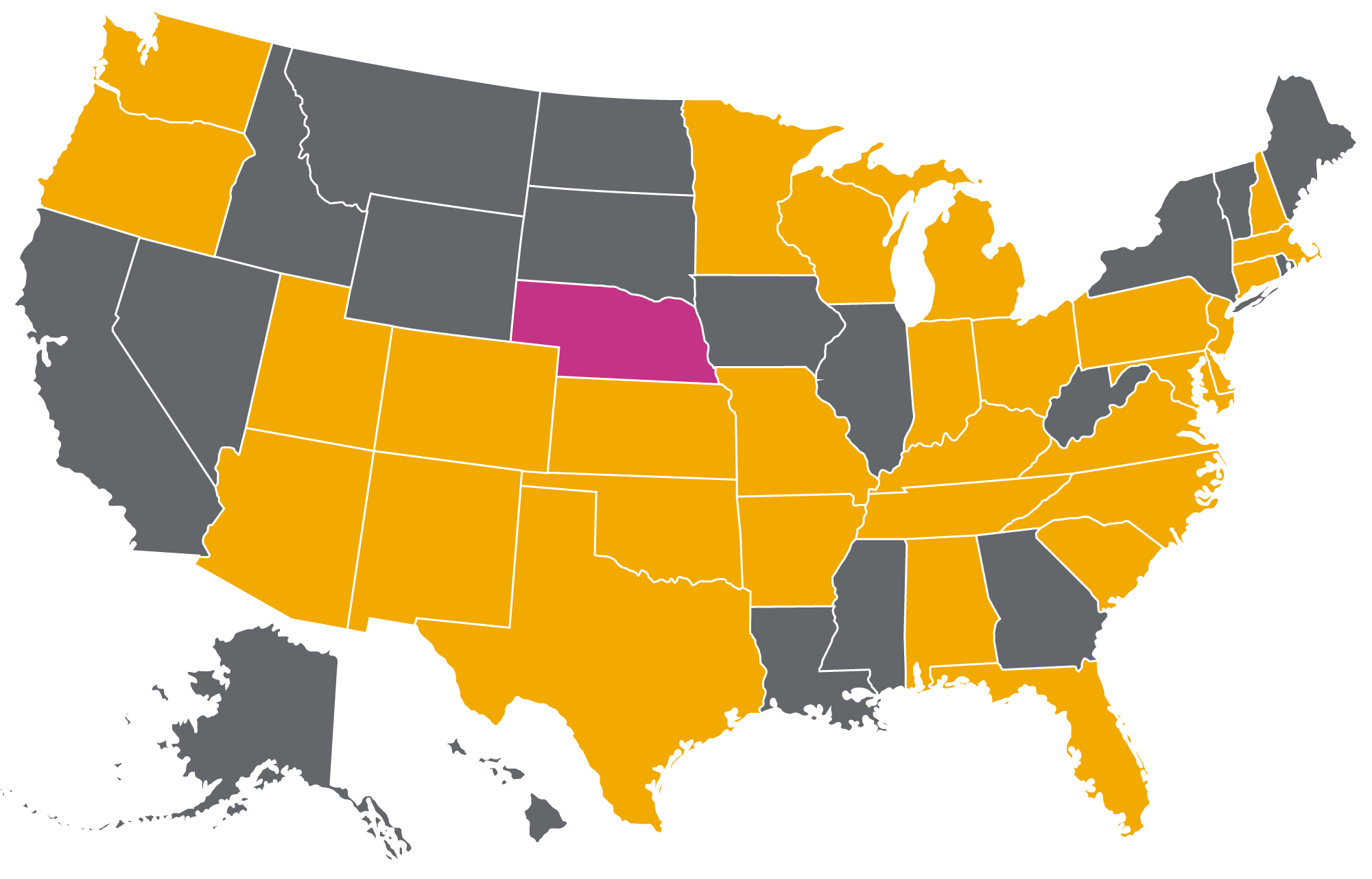Map of States participating in Rainbow Library